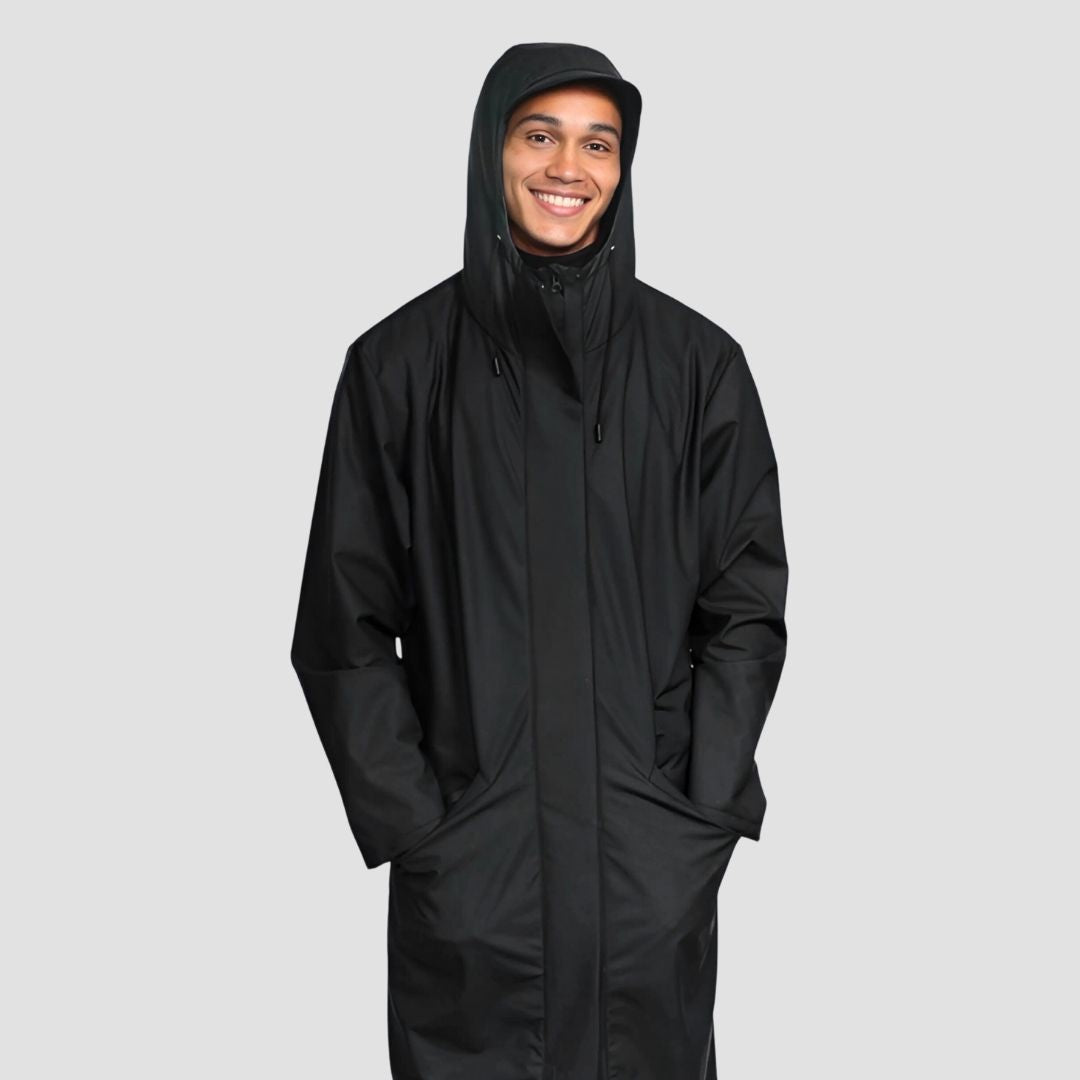 Hairbrella Satin-Lined, Waterproof, Men Long Rain Jacket