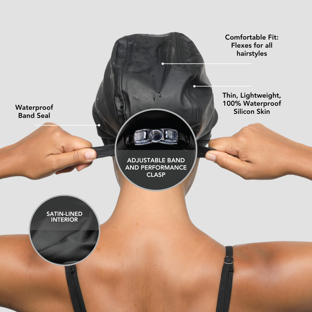 Hairbrella Satin-Lined Waterproof, Adjustable Swim Cap Sport